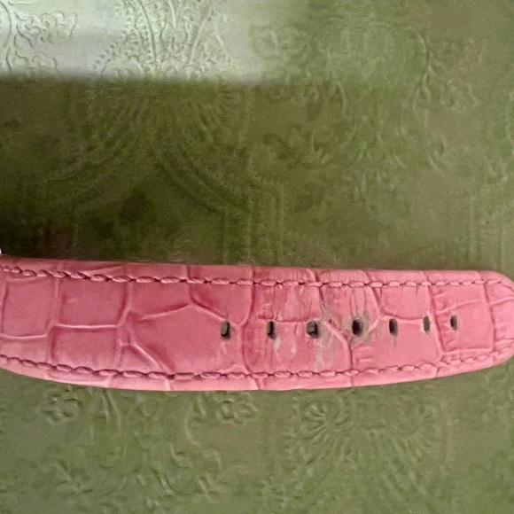 Michael Kors Pink Leather & Stainless Steel Silver Wrist Watch w/ Bling & Date - Picture 13 of 15